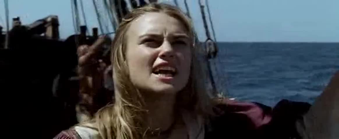 Clip of quote: The Black Pearl, She's gaining on us.