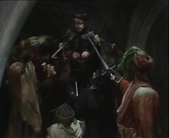 Clip of quote: — Hurray! — He'll destroy the kingdom!