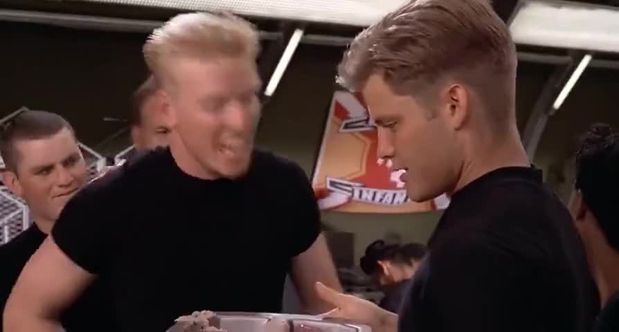 Clip of quote: Come on, Ace. Back of the line now! Back of the line!