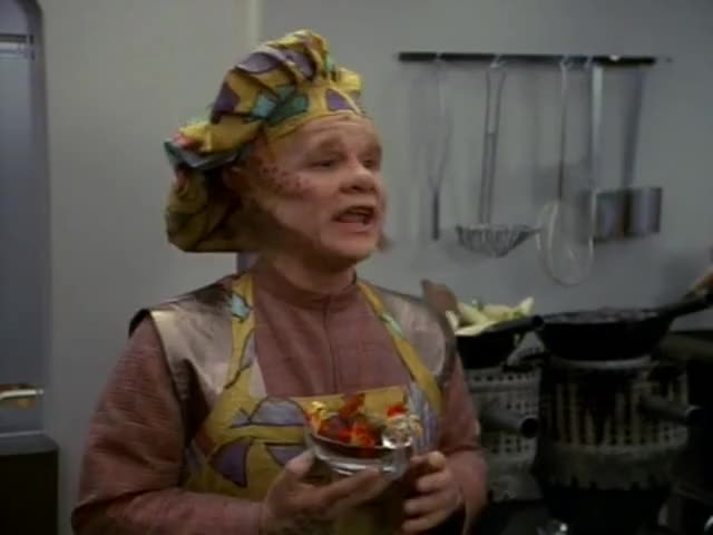 Clip of quote: Uh-uh, Captain, l'm serving lunch in less than two hours.