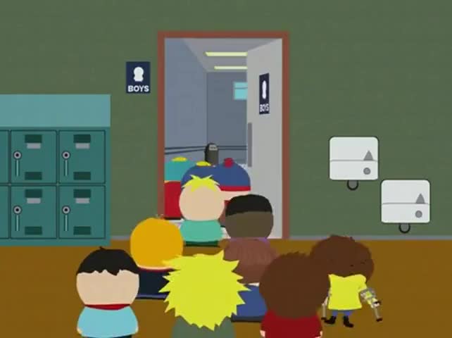 Clip of quote: Tape it to the wall, Kenny! Jason, watch the door!
