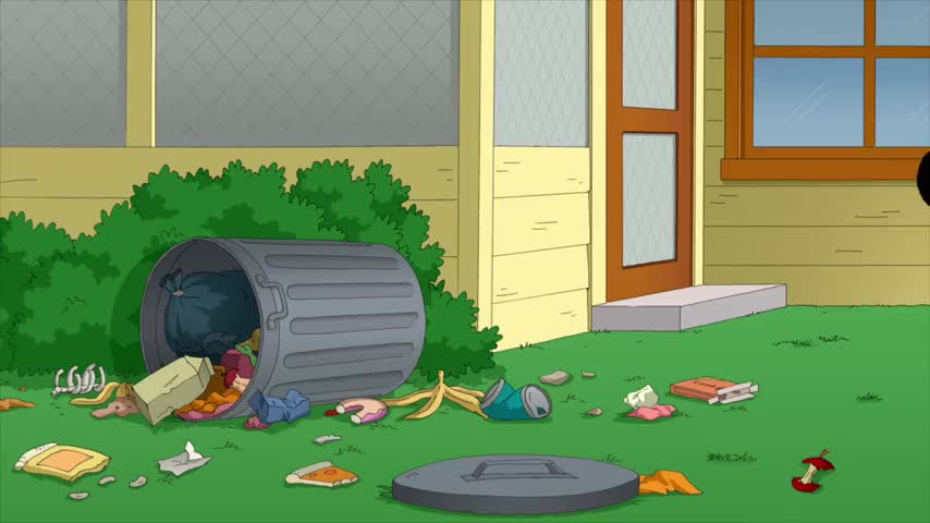 Clip of quote: Hey. Who the hell knocked over the garbage ca...