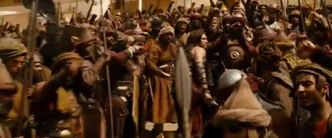 Clip of quote: Brave soldiers of Persia, we have been deceived into attacking this holy city!