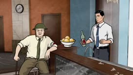 Clip of quote: We need twin Vickers here by the bar, a Lewis gun by the sofa...