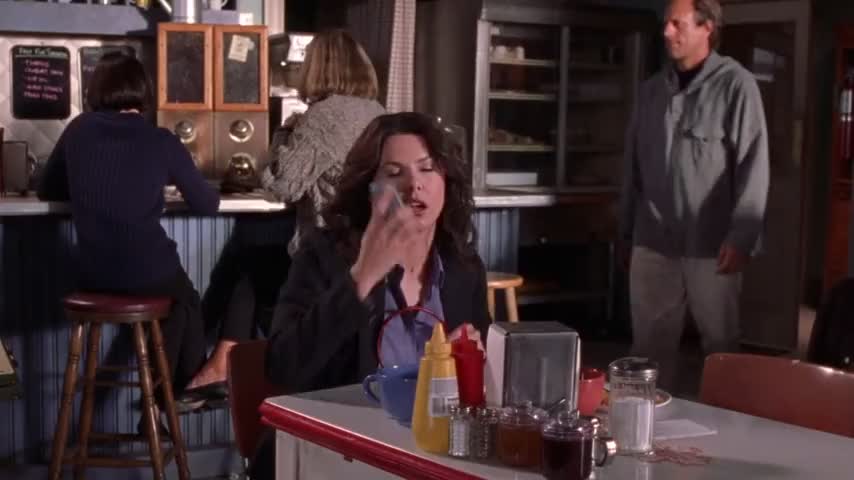 Clip of quote: HELLO? LORELAI. GOOD. I'M GLAD I GOT YOU.