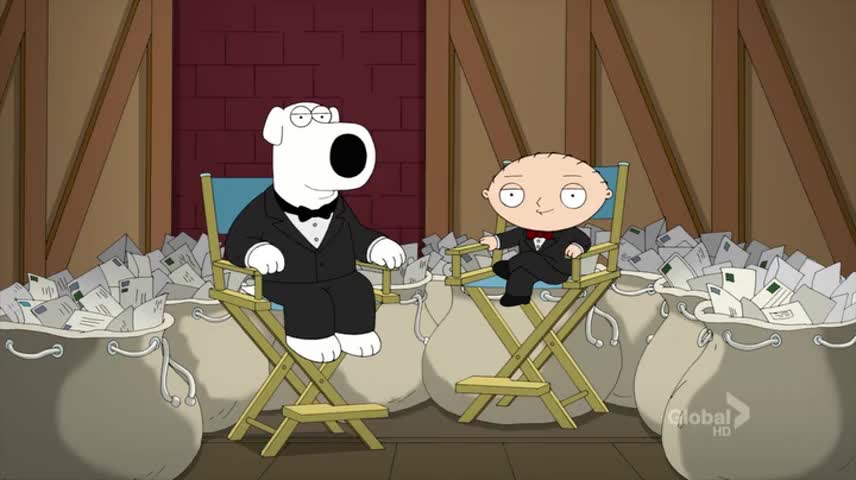Clip of quote: Hello, I'm Brian Griffin. And I'm Stewie Griffin.