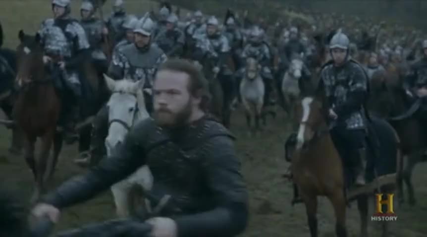 Clip of quote: - Forward! - (HORSES NEIGHING)