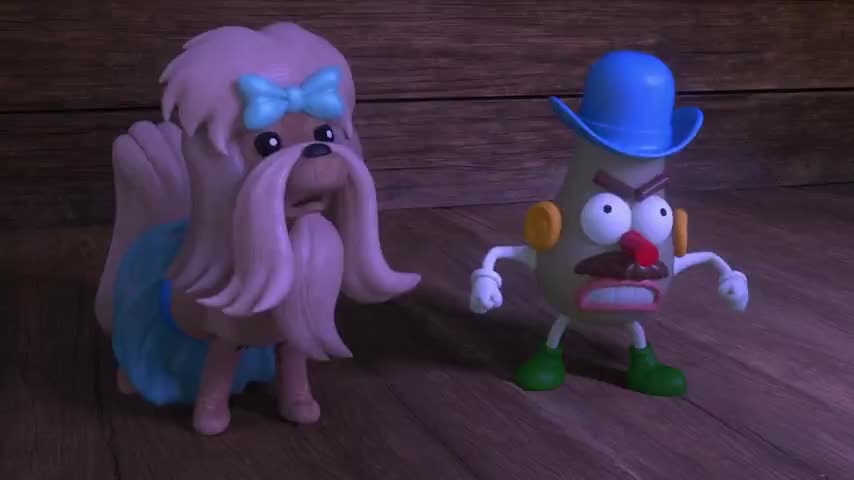 Clip of quote: Ow! Ooh! (grunting)