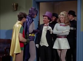 Clip of quote: You've been helping old ladies across the street, Batman? Hwah, hwah.