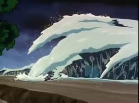 Clip of quote: The Dinobots attempt to stop the huge tidal waves, and earthquakes,
