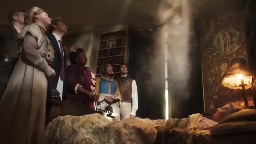 Clip of quote: - I think she's going. - Oh, I do hope she stays.