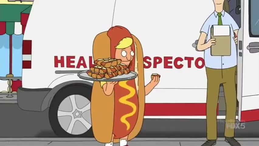 Clip of quote: Hugo's Hot Dogs, here we are.