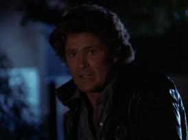 Clip of quote: - It almost killed me. - I am the Knight Automated Roving Robot.