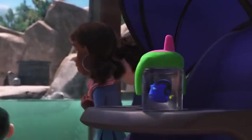 Clip of quote: (Fish bubbling) Hi, little fish! Are you all alone too? Where is your home?