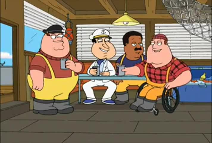 Clip of quote: The four of us out at sea, miles away from civilisation, tossing back brews.